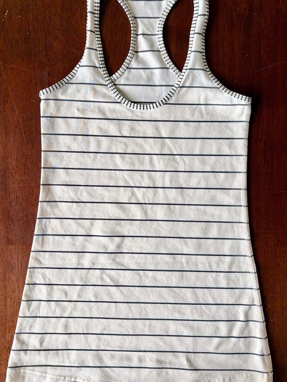 Lululemon Razorback Tank Top, White with Navy Stripes